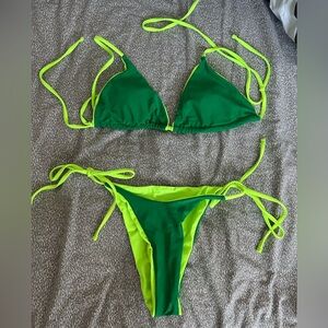 Green and Neon Yellow Bikini Set